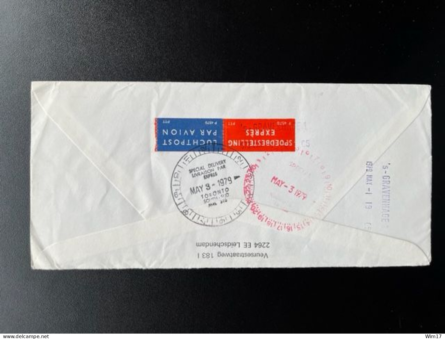 NETHERLANDS 1979 EXPRESS LETTER LEIDSCHENDAM TO TORONTO 01-05-1979 NEDERLAND EXPRES - Covers & Documents