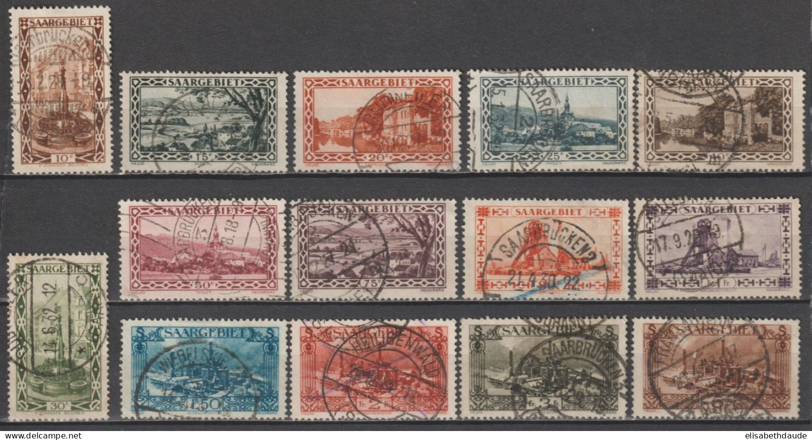 SAAR / SARRE - 1927 - SERIE COMPLETE YT N°107/120 OBLITERES - COTE = 26.5 EUR. - Usati