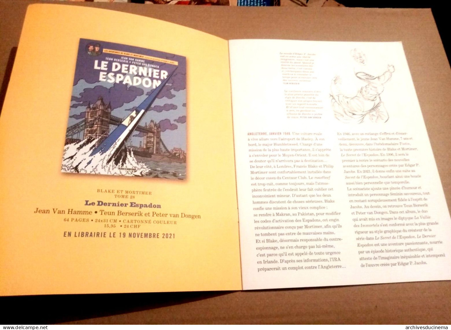 BLAKE ET MORTIMER Dossier Presse LE DERNIER ESPADON LOMBARD - Dossiers De Presse