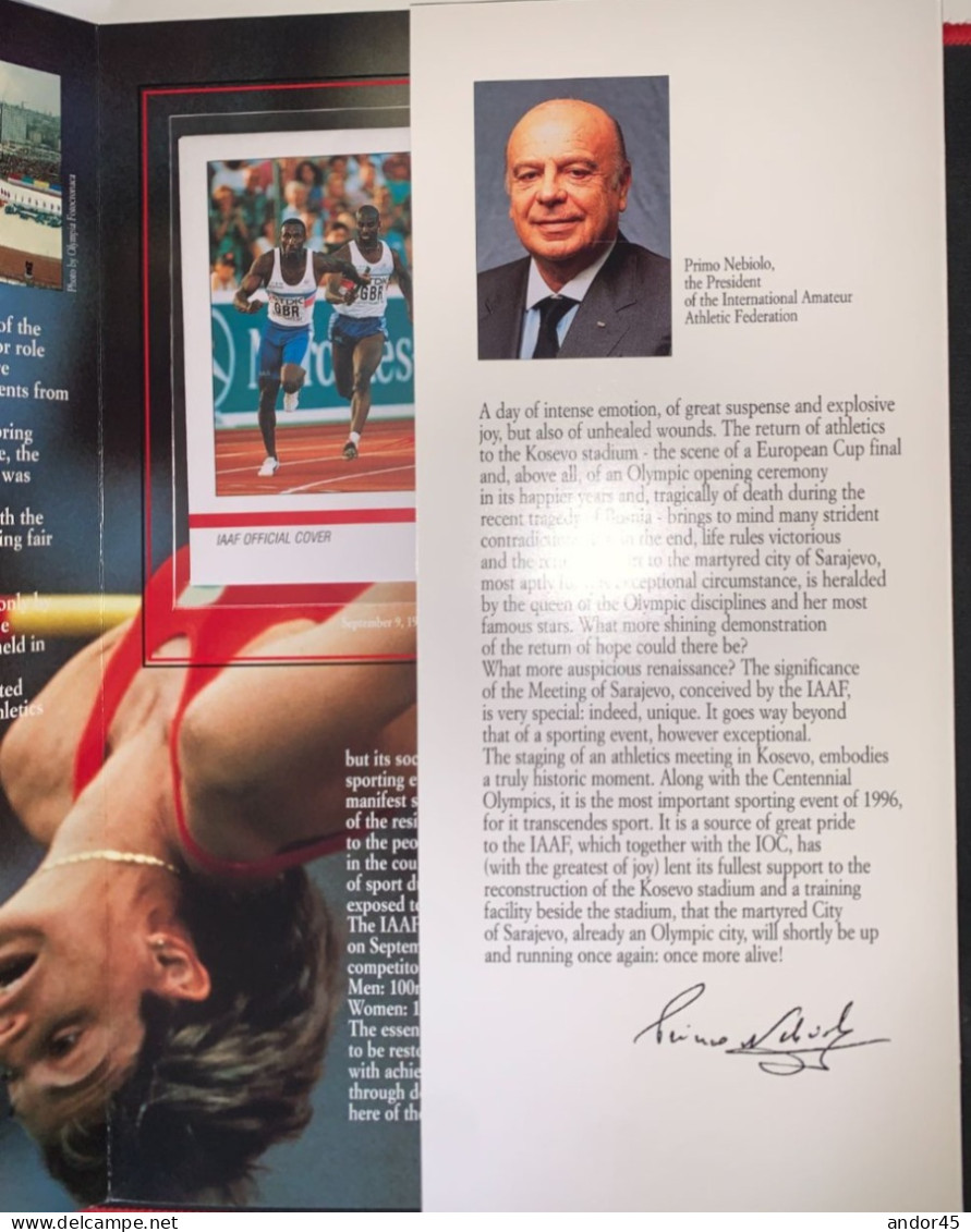 FOLDER 1996 "IAAF ATHLTIC MEETING OF SOLIDARITY" CON ALL'INTERNO BUSTA COMMEMORATIVA - Folder