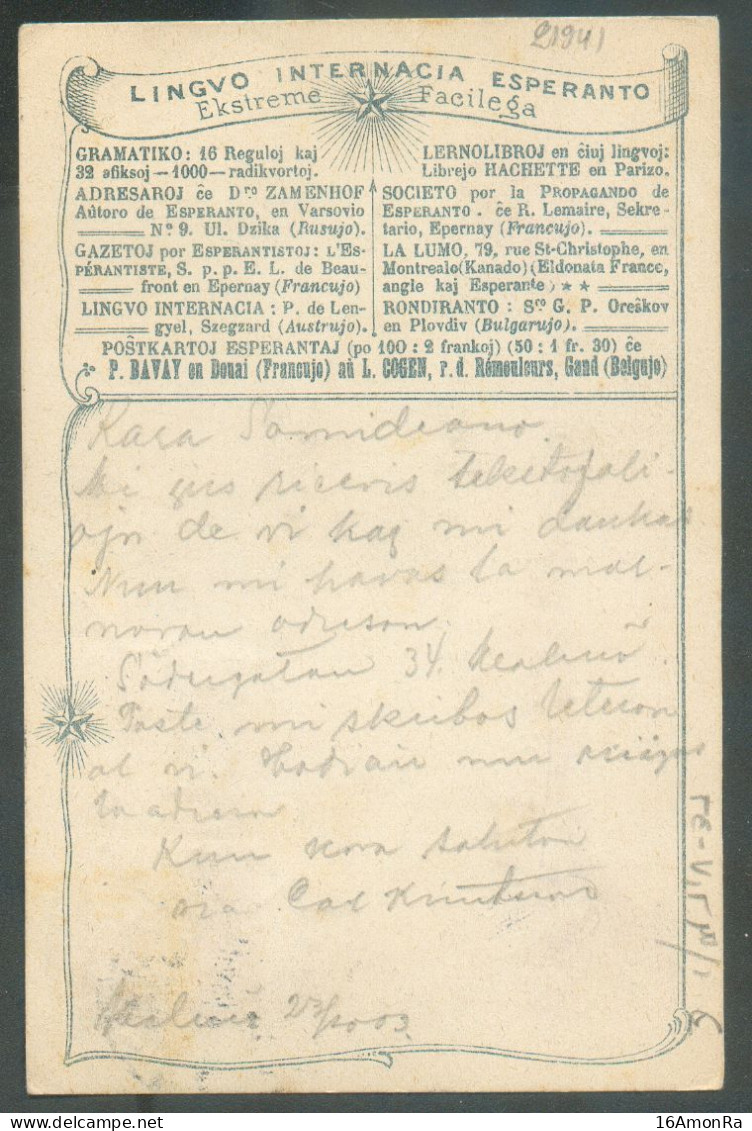 SWEDEN 5öre (x2) Obl. Dc MALMOE On Illustrated PC Lingvo Internacia ESPERANTO 23-10-1923 To Gand (Belgium) Chck Backside - Esperanto