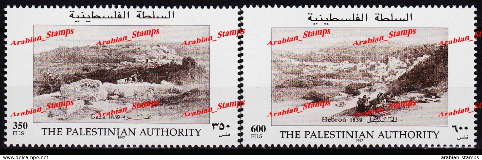 1997 PALESTINE PALESTINIAN AUTHORITY HISTORICAL VISTAS 1839 GAZA HEBRON TOWN MNH - Palestine