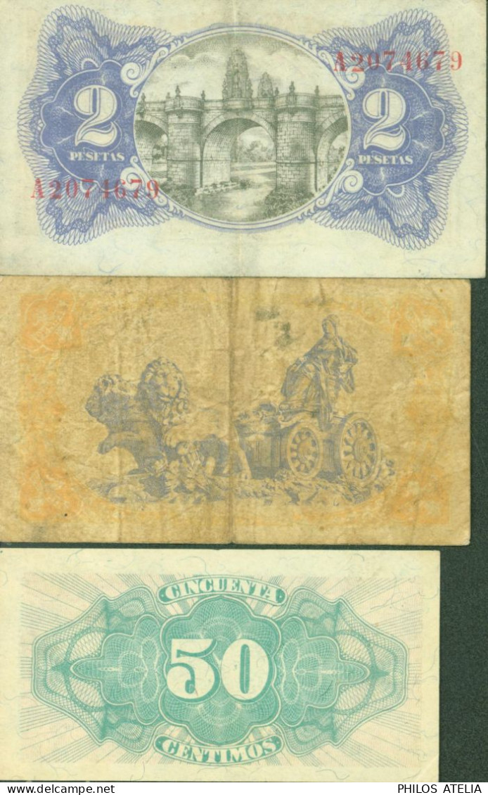 Espagne Guerre Civile Billet Nécessité République Espagnole Republica Espanola 50c 1 Et 2 Pesetas 1937 1938 - 1-2 Peseten