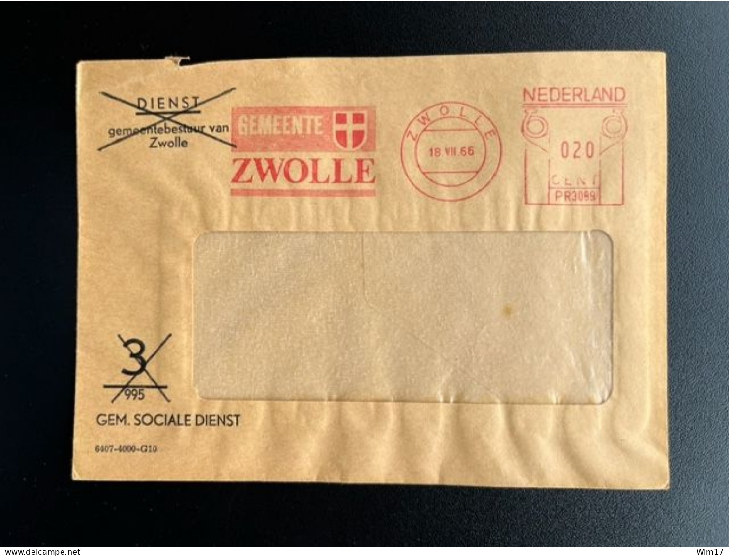 NETHERLANDS 1966 LETTER ZWOLLE 18-07-1966 NEDERLAND GEMEENTE ZWOLLE - Covers & Documents