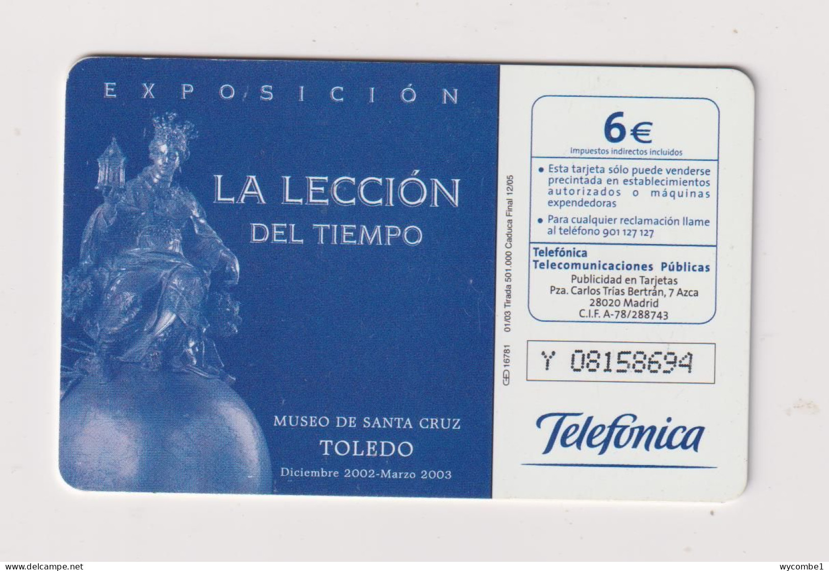 SPAIN - Toledo Museum Exhibit Chip Phonecard - Commémoratives Publicitaires