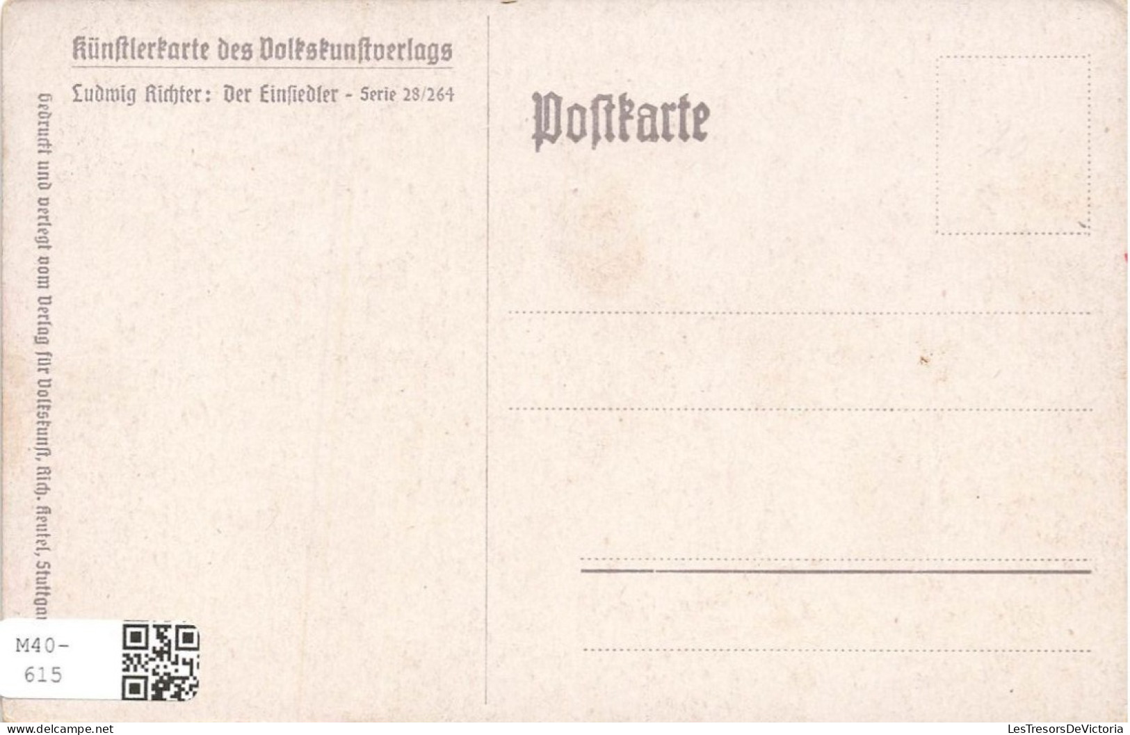 ARTS - Tableau - Künstlerkarte Des Volkskunstverlags Ludwig Richter: Der Einsiedler - Carte Postale Ancienne - Pintura & Cuadros