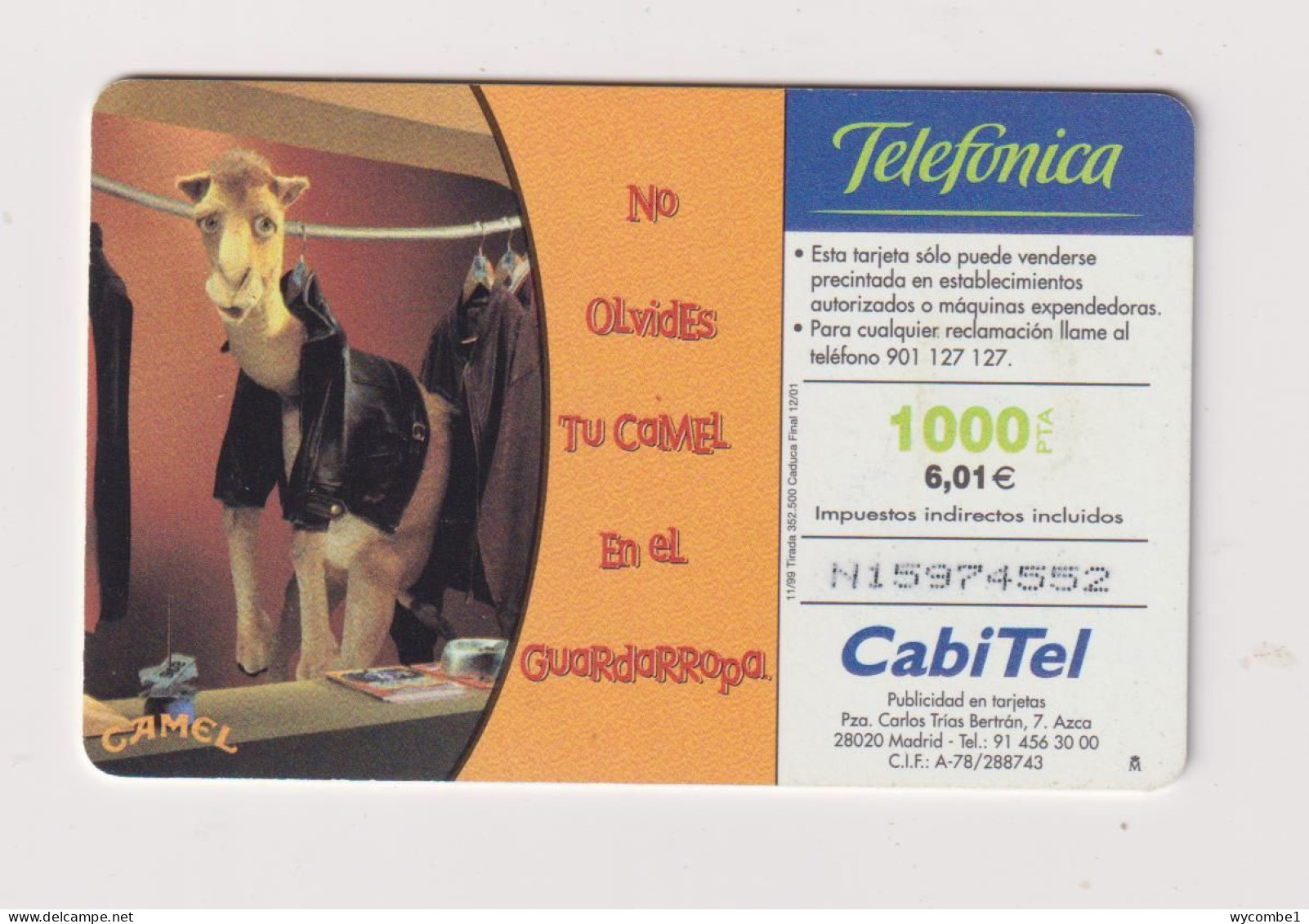 SPAIN - Camel Chip Phonecard - Commémoratives Publicitaires