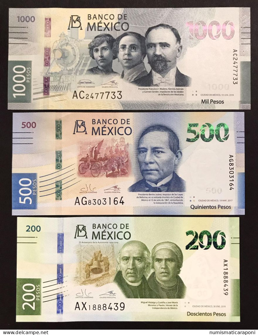 Messico Mexico 200 + 500 + 1000 Pesos 2017/2019  LOTTO 593 - Mexico