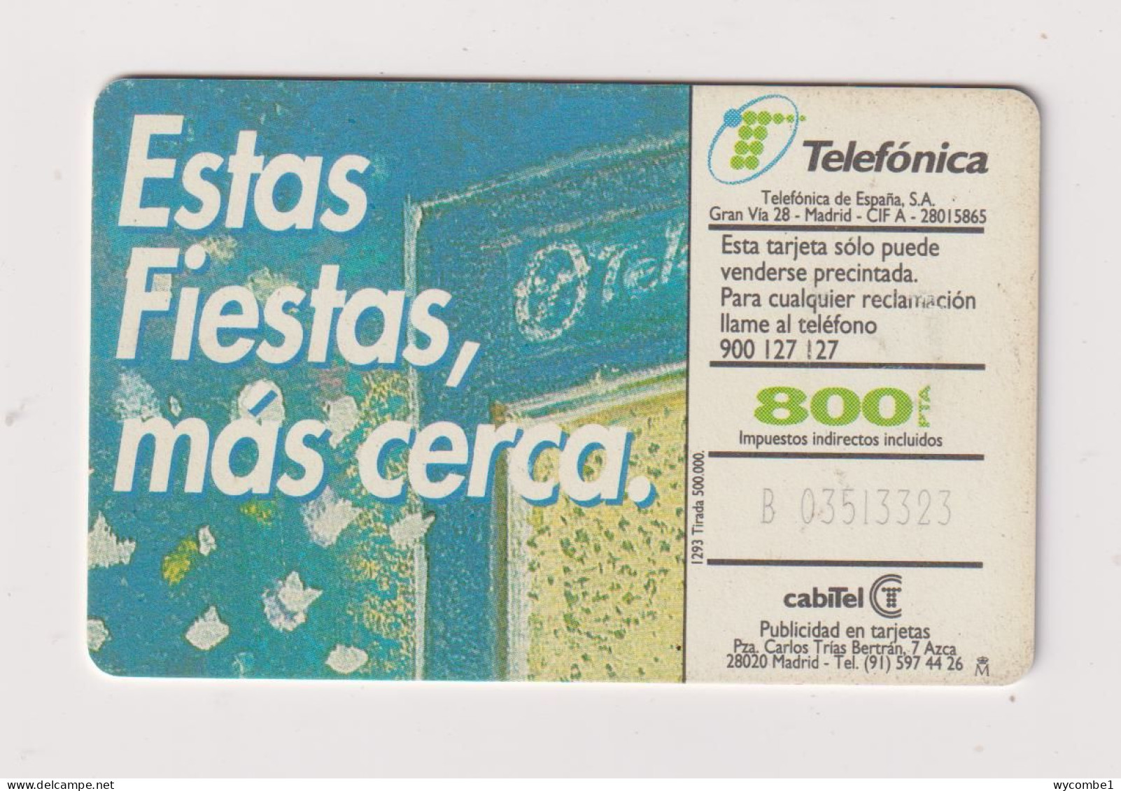 SPAIN - Christmas 1994 Chip Phonecard - Commémoratives Publicitaires