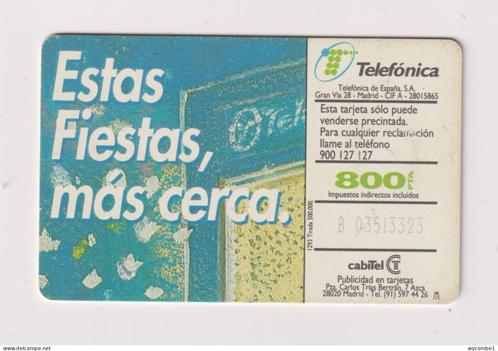 SPAIN - Christmas 1994 Chip Phonecard - Commemorative Advertisment