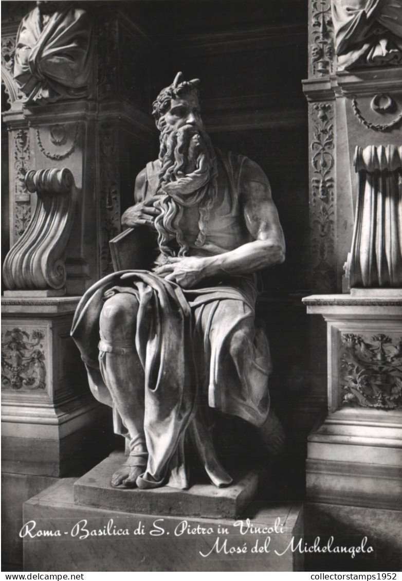 ROME, LAZIO, ST. PETER'S CHURCH, ARCHITECTURE, MICHELANGELO, MOSES, STATUE, ITALY, POSTCARD - San Pietro