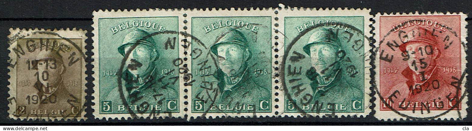 166+bande 3 Du 167 + 168 Pli!  Obl  Enghien Edingen - 1919-1920 Roi Casqué