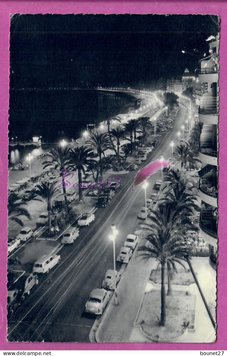 CPA NICE 06 - La Promenade Des Anglais De Nuit Carte Dentelée Voyagé - Nizza Bei Nacht