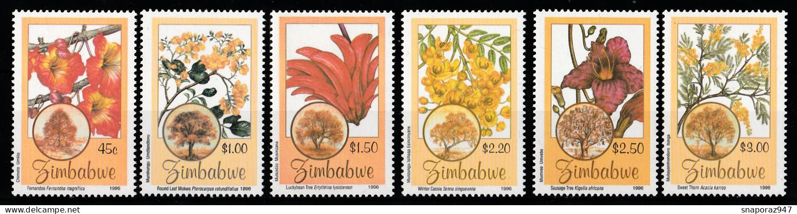 1996 Zimbabwe Trees Native Shrub Flora Set MNH** B575 - Vegetazione