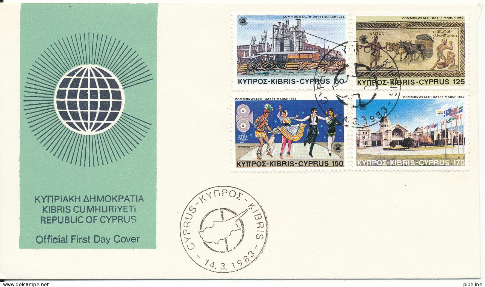 Cyprus Republic FDC 14-3-1983 British Commonwealth Day Complete Set With Cachet - Brieven En Documenten