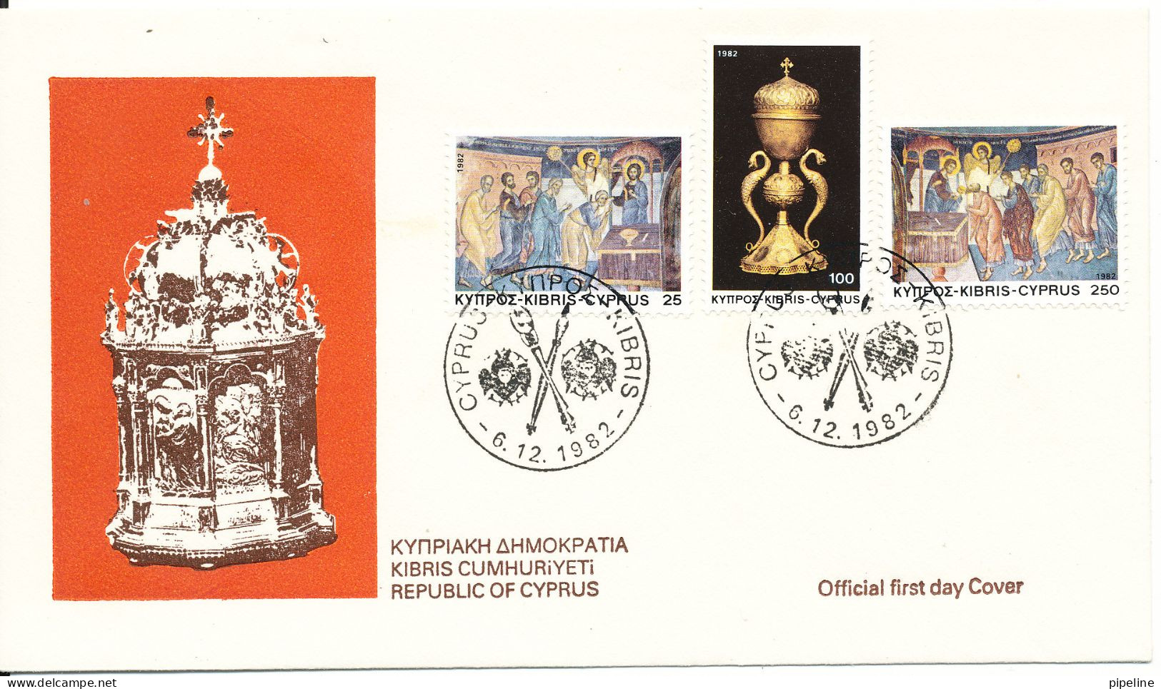 Cyprus Republic FDC 6-12-1982 Christmas Stamps Complete Set With Cachet - Covers & Documents