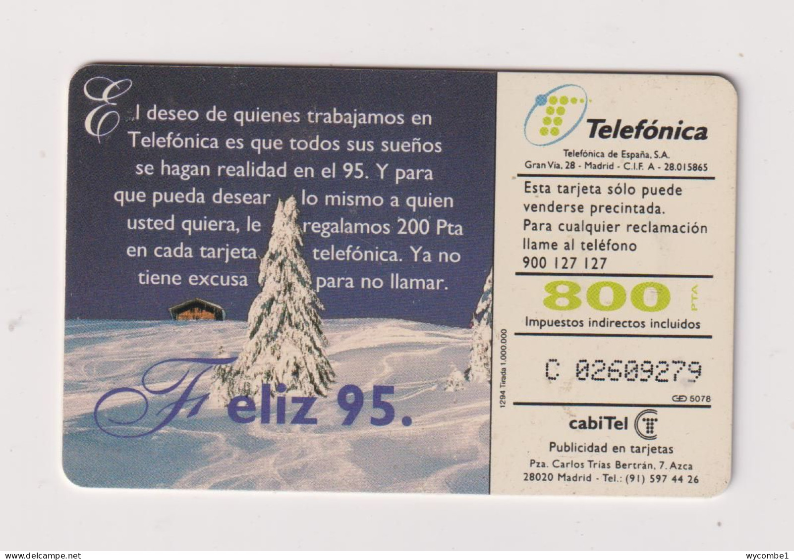 SPAIN - Christmas 1995 Chip Phonecard - Commémoratives Publicitaires