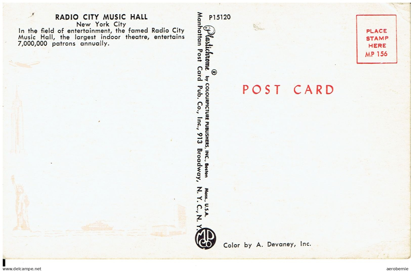 NEW YORK - Radio City Music Hall (1950's) - Autres Monuments, édifices