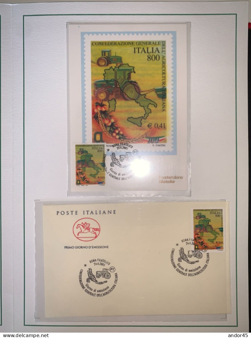 FOLDER "CONFEDERAZIONE GENERALE DELL'AGRICOLTURA ITALIANA"CON ALL'INTERNO FRANCOBOLLO SINGOLO+CARTOLINA E BUSTA FDC - Folder