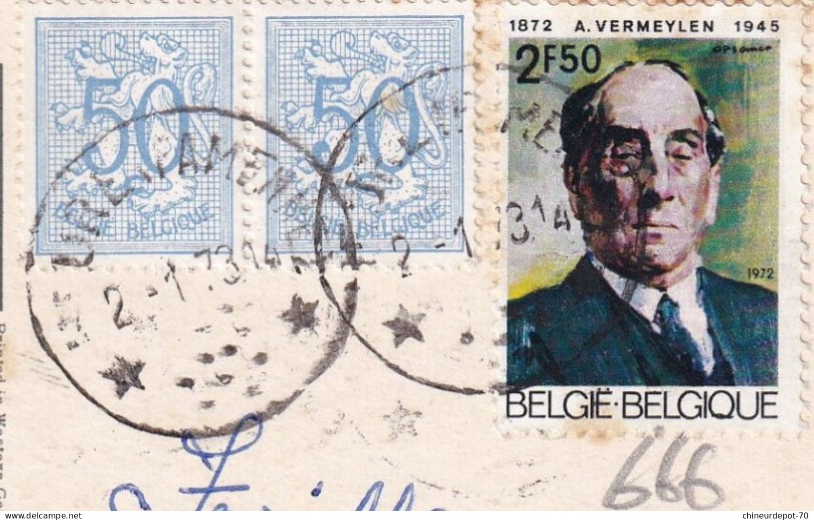 Belgique Cachet Etoiles Papst Paul Pape - Sterstempels