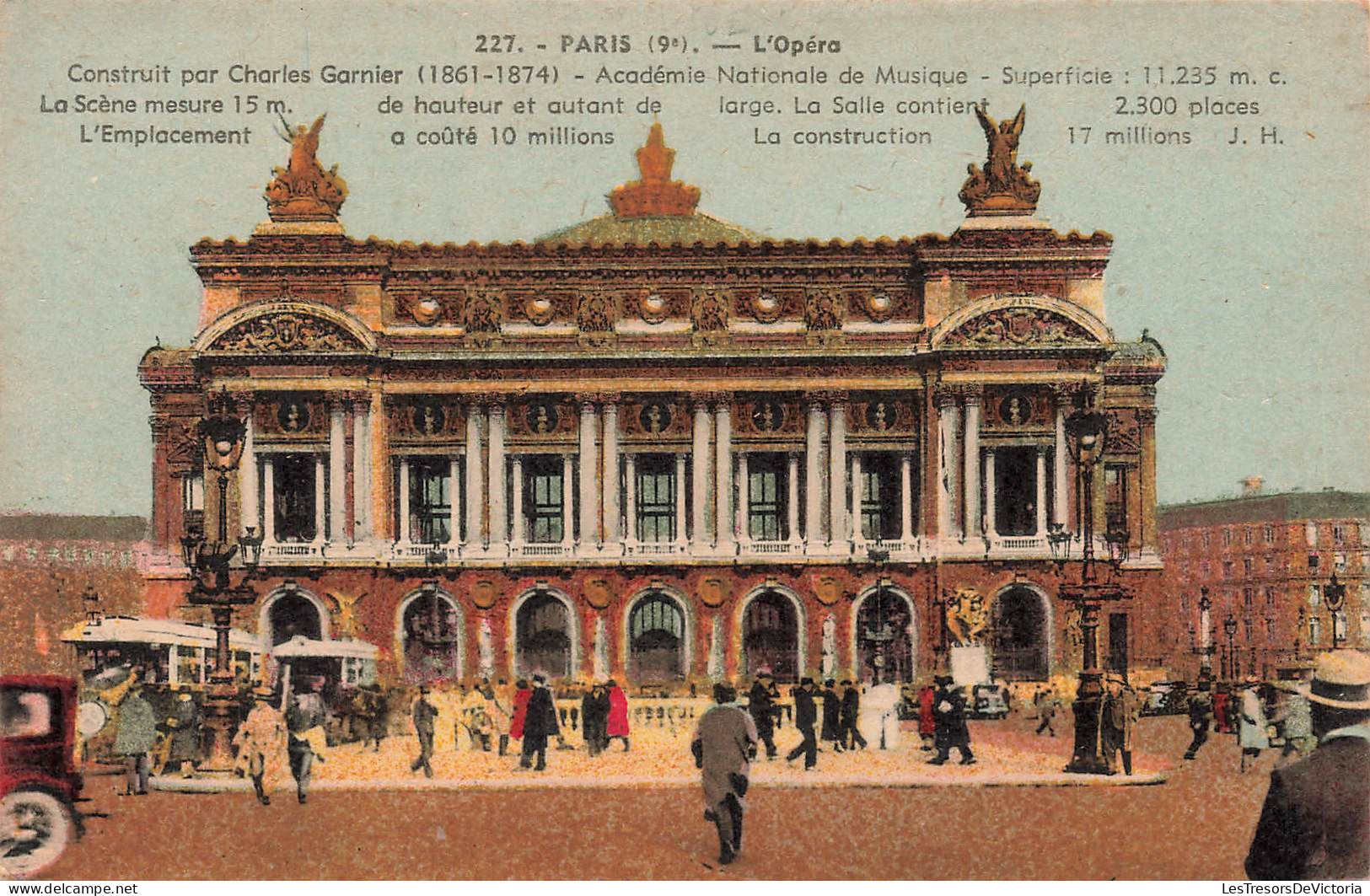 FRANCE - Paris (9e) - Vue Générale De L'opéra Avec Les Dimensions - Animé - Carte Postale Ancienne - Altri Monumenti, Edifici