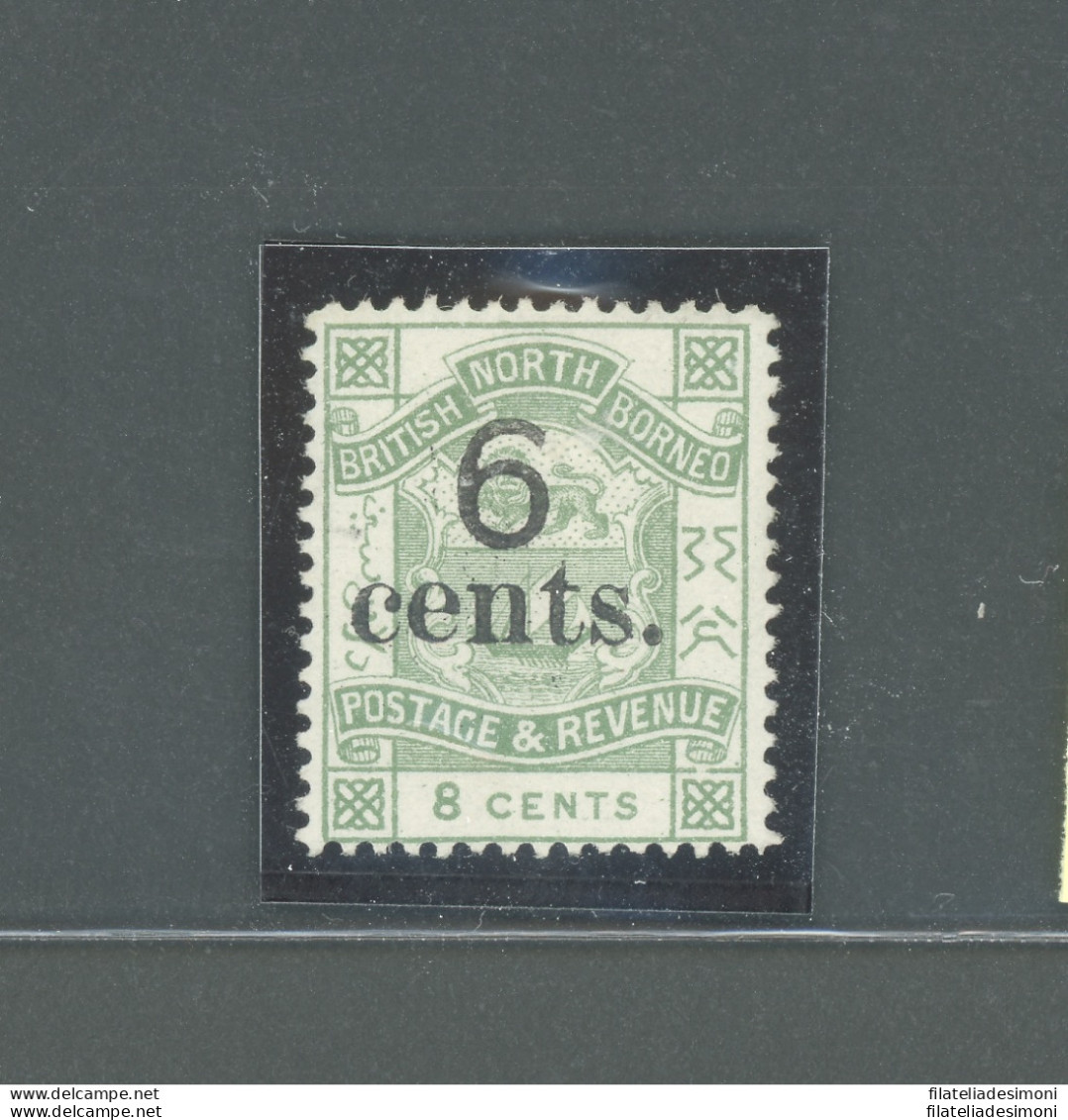 1891-92 North Borneo, Stanley Gibbons N. 55 - 6c. On 8c. Yellow Green - MNH** - Otros & Sin Clasificación