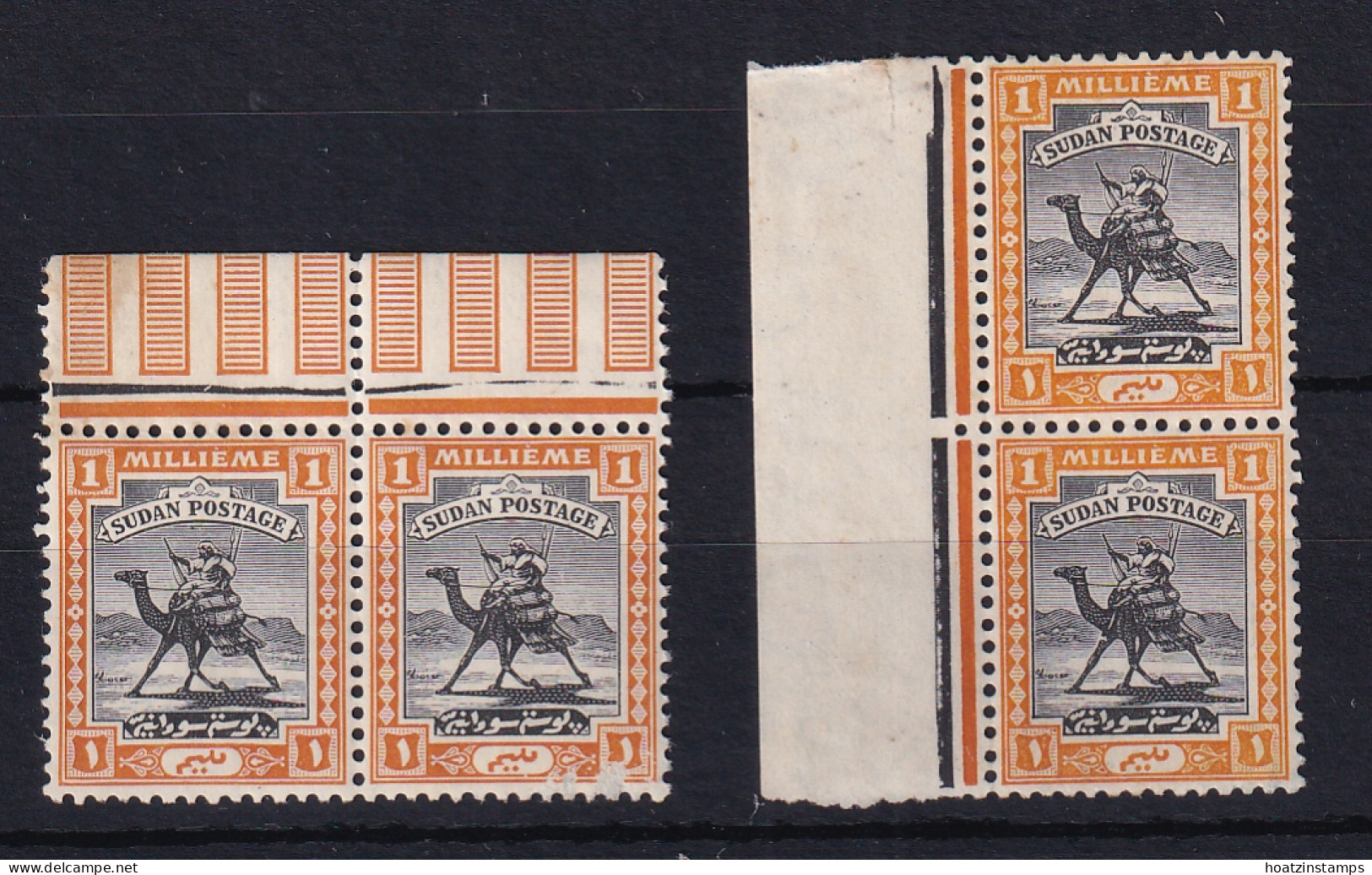 Sdn: 1927/41   Arab Postman    SG37 / 37a    1m    [Ordinary And Chalk]  MH Pairs - Soudan (...-1951)