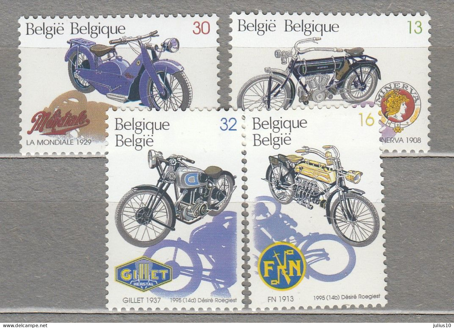 BELGIUM 1995 Transport History Motorbikes Mi 2667-2670 MNH(**) #Tr21 - Motorbikes