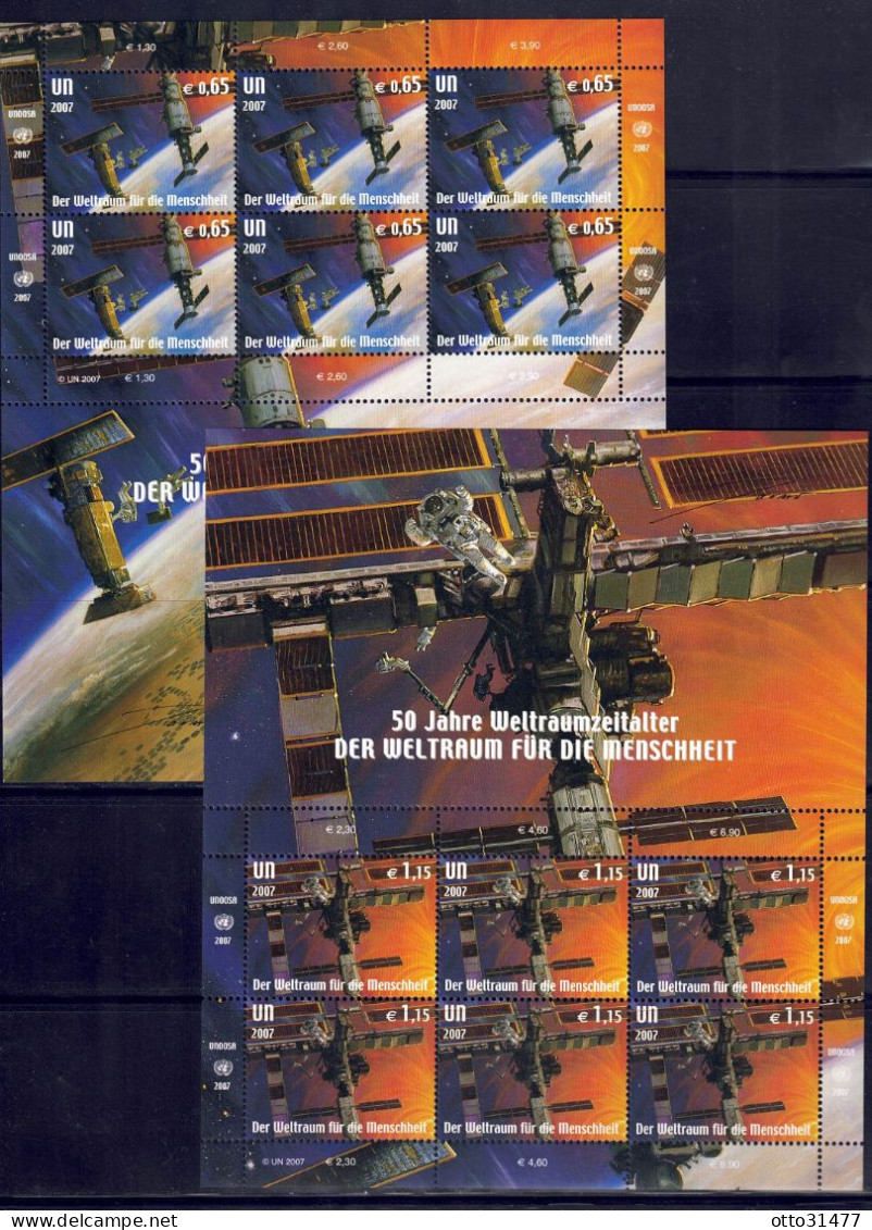 UNO Wien 2007 - 50 Jahre Weltraumfahrt, Nr. 518 - 519 Im Kleinbogen, Postfrisch ** / MNH - Ungebraucht