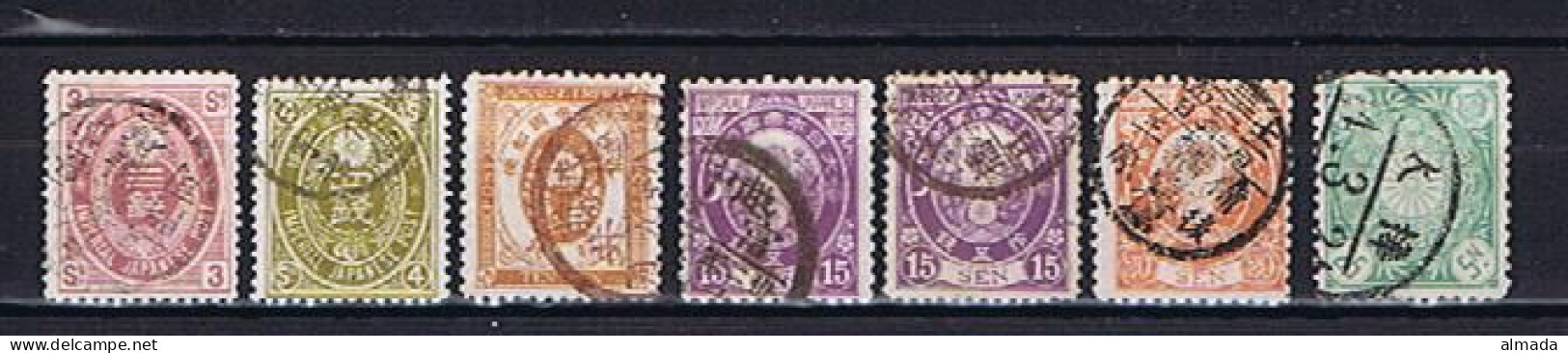 Japan 1888: New Koban, 7 Diff. (15 Sen 2 Perf.) Used, Gestempelt - Oblitérés