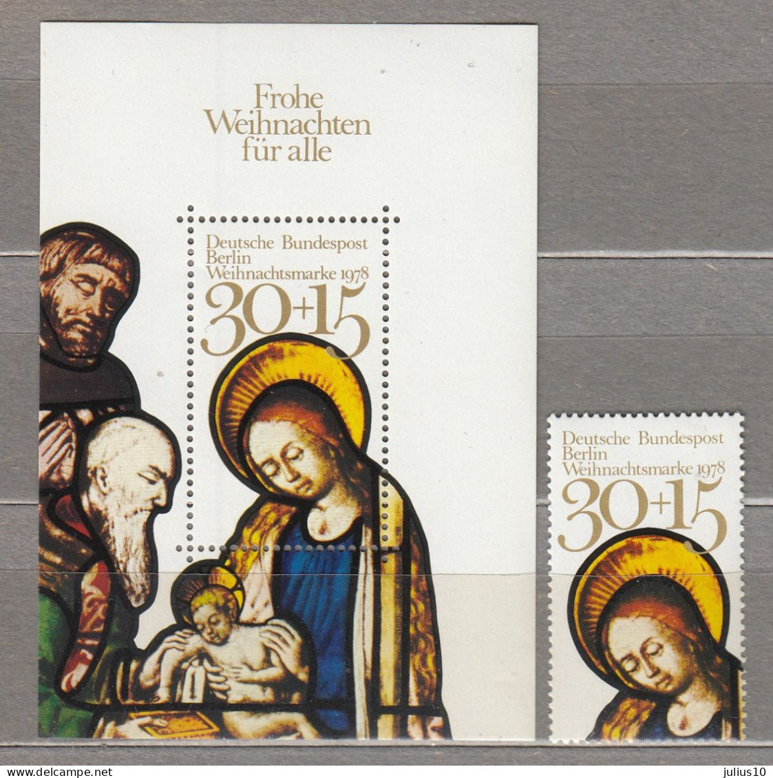 GERMANY BERLIN 1978 Christmas MNH(**) Mi 581, Bl.7 #34389-1 - Verres & Vitraux