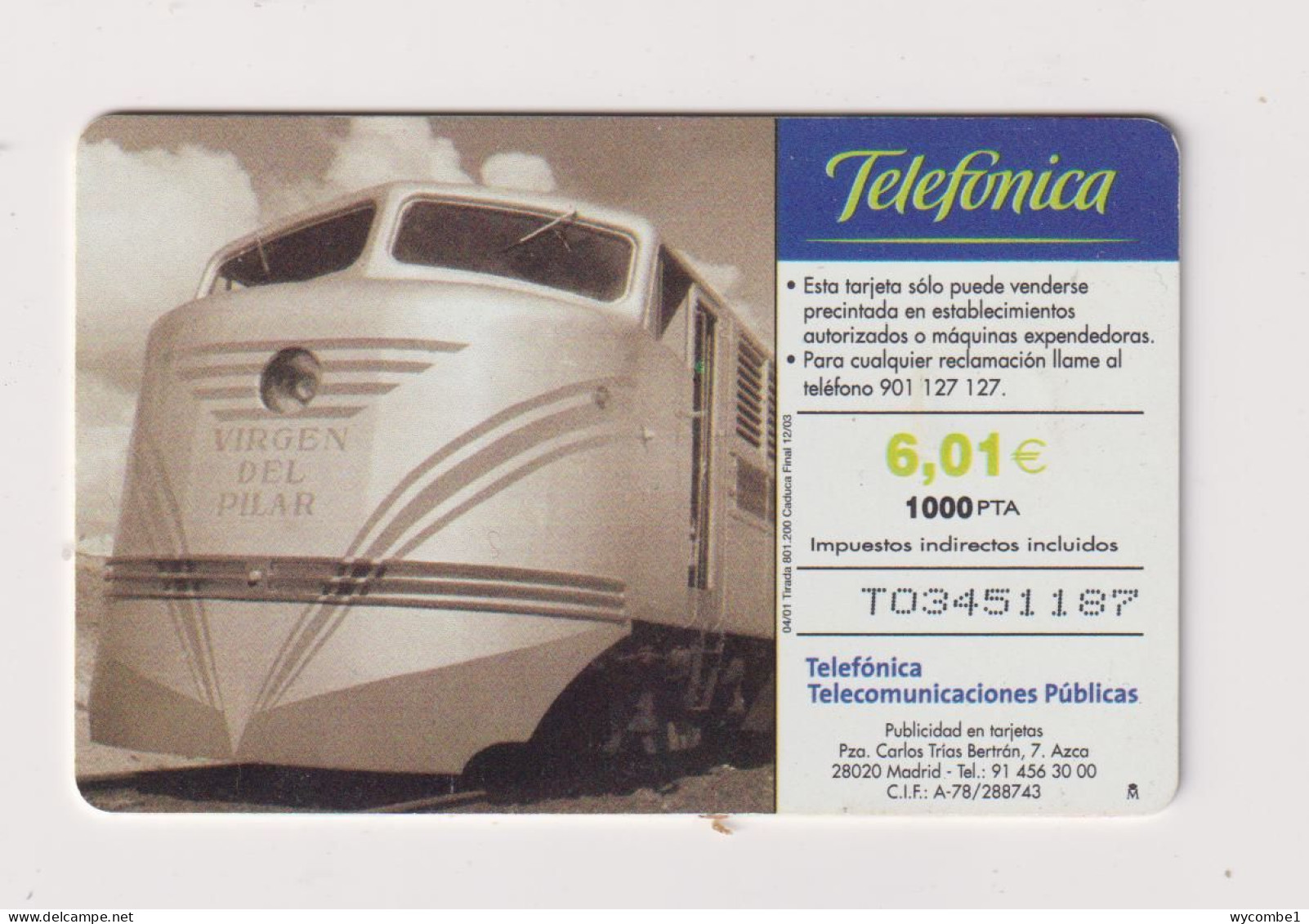 SPAIN - Train Chip Phonecard - Herdenkingsreclame