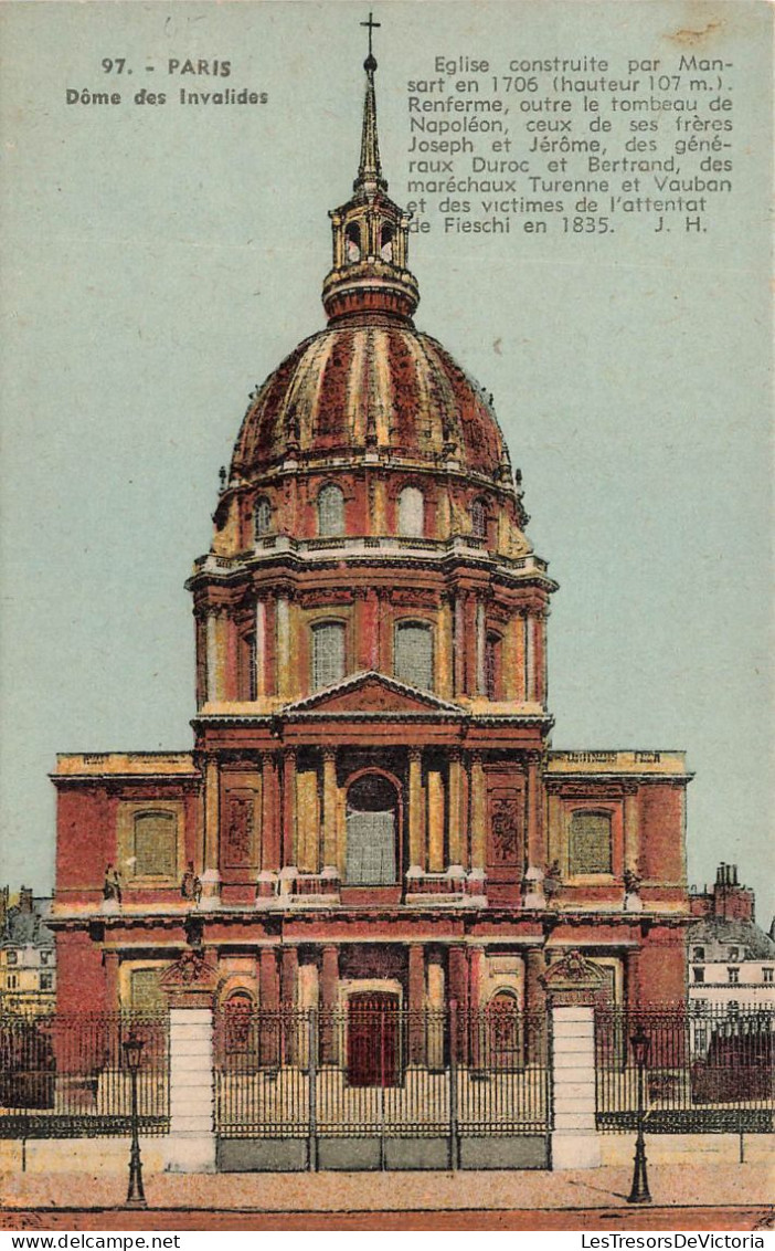 FRANCE - Paris - Vue Générale Du Dôme Des Invalides - église  Construite En Mansart En 1706 - Carte Postale Ancienne - Eglises