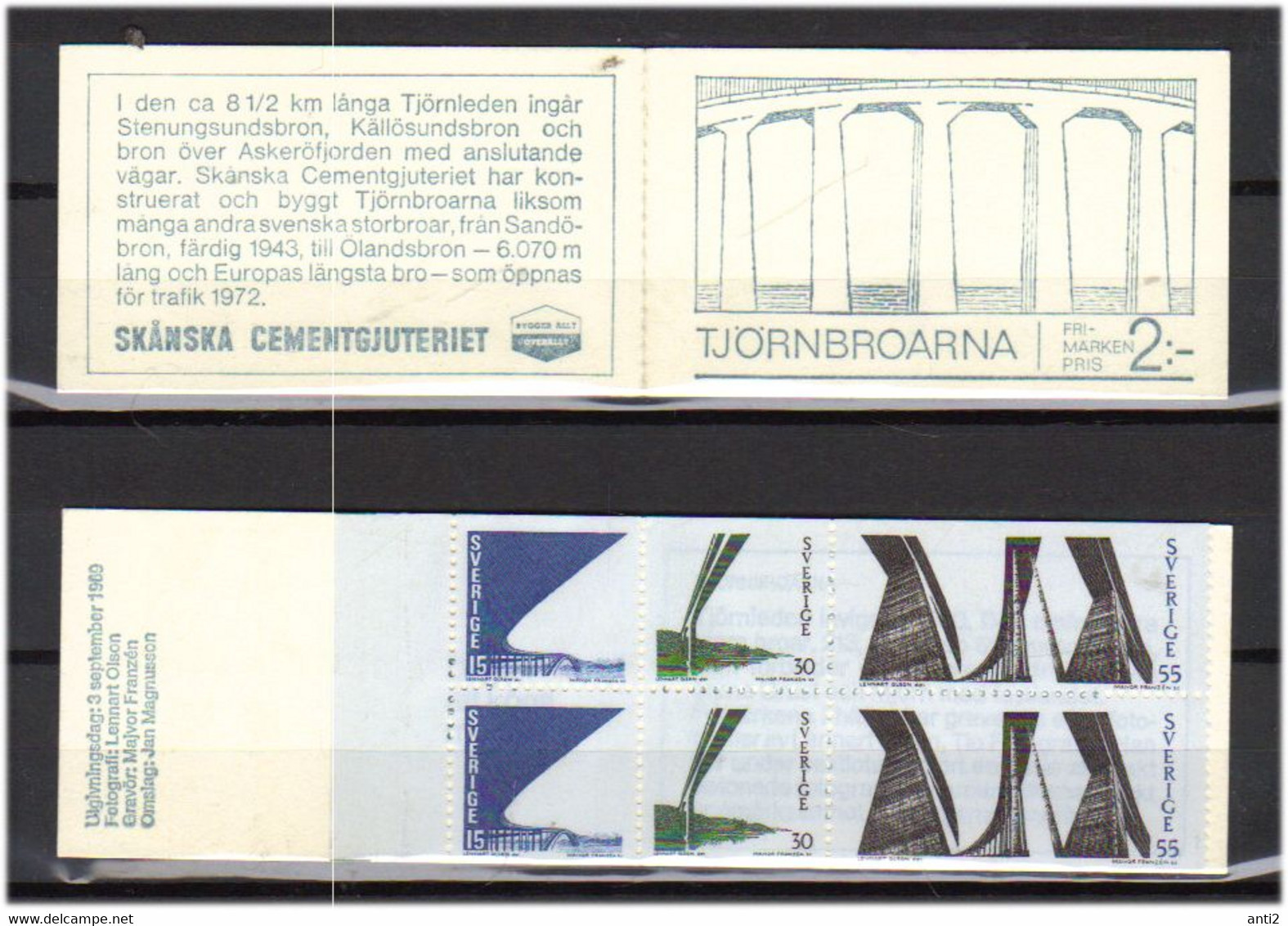 Sweden 1969 Roadways And Pillar Constructions Of The Tjörn Bridges, Mi 650-652 In Booklet MH 22, MNH(**) - Nuevos