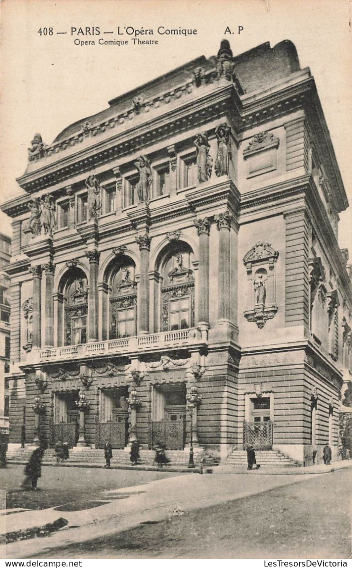FRANCE - Paris - Vue Panoramique De L'entrée De L'opéra Comique Théâtre - Carte Postale Ancienne - Eglises