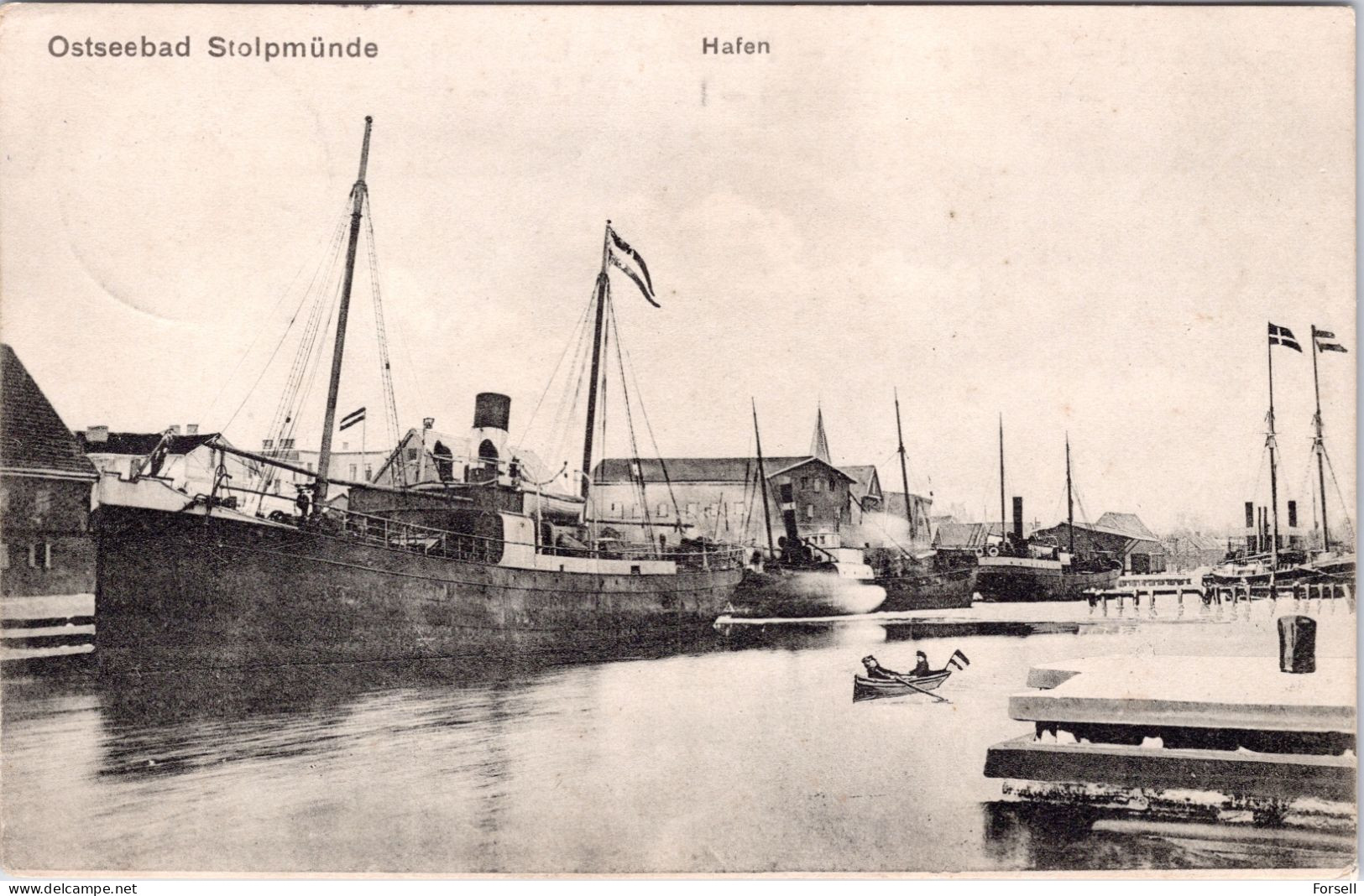 Ostseebad Stolpmünde , Hafen (Gelaufen 1907 , Nach Dänemark) - Pommern