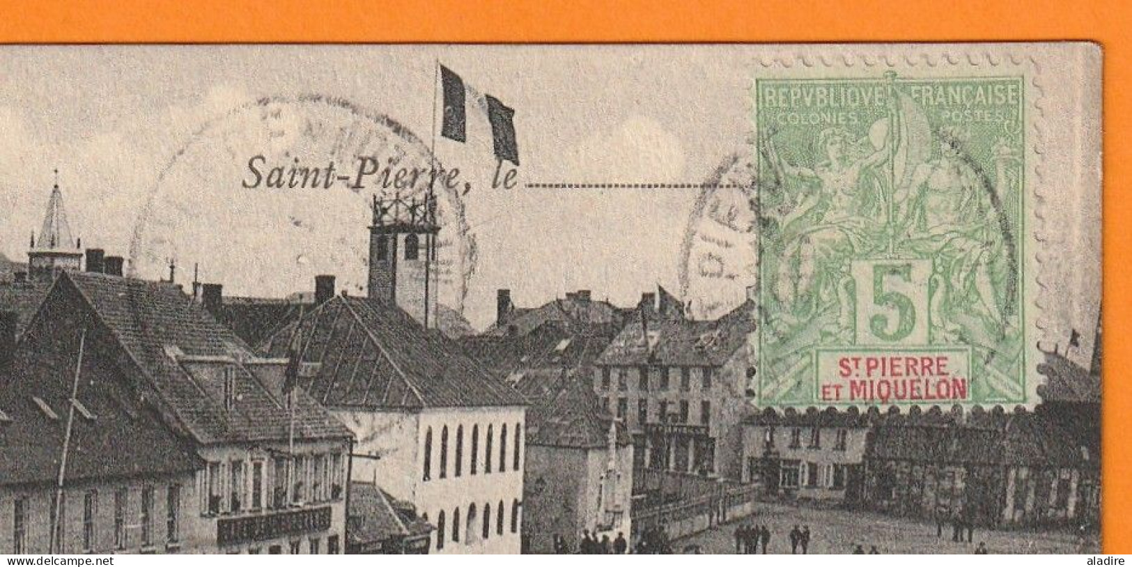 1907 - Timbre à 5 Centimes Groupe Sage Sur Carte Postale La Procession De La Fête Dieu - SPM - Saint-Pierre-et-Miquelon