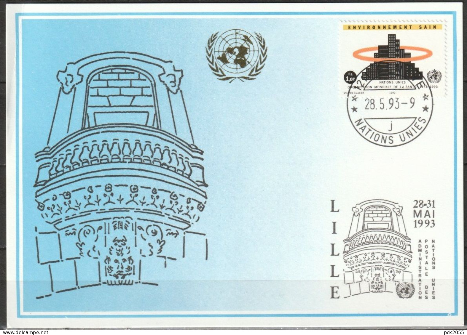 UNO Genf 1993 Blaue Karte MiNr.238  45 Jahre WHO LILLE ( PK 547 ) - Storia Postale