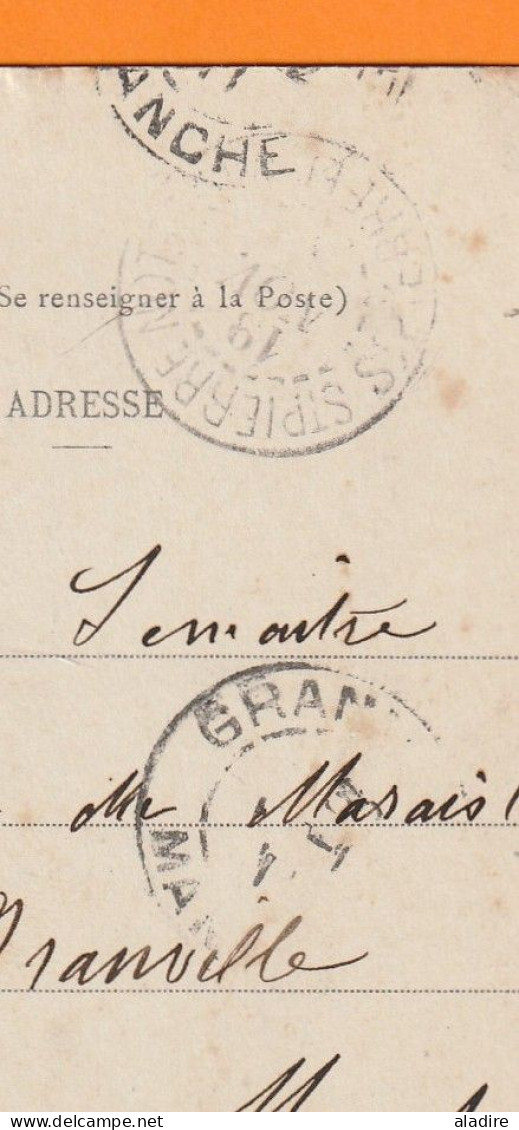 1910 - SPM - Timbre à 10 Centimes Groupe Sage Sur CP Vers Granville, Manche, Via New York Et Le Havre - Cartas & Documentos