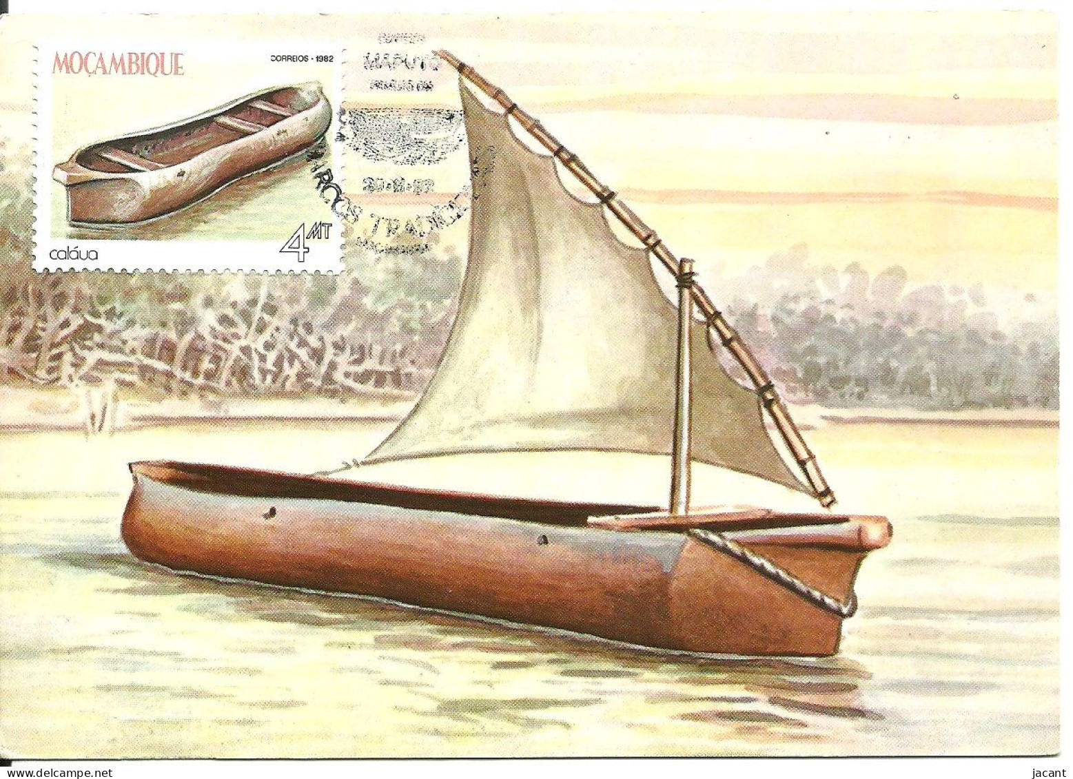 Carte Maximum - Mocambique Mozambique - Calaua Barco Tradicional - Bateau Traditionnel - Traditional Boat - Mozambique