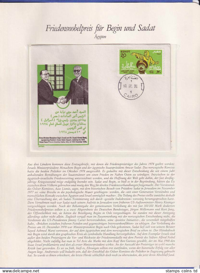 3 Ersttagsbriefe Friedensnobelpreis Für Begin Und Sadat 1978 - Other & Unclassified