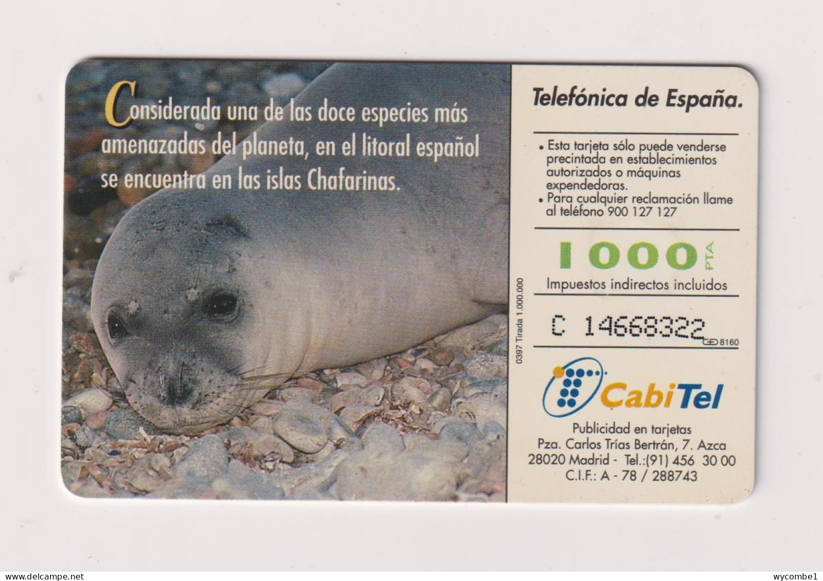 SPAIN - Mediterranean Monk Seal Chip Phonecard - Werbekarten