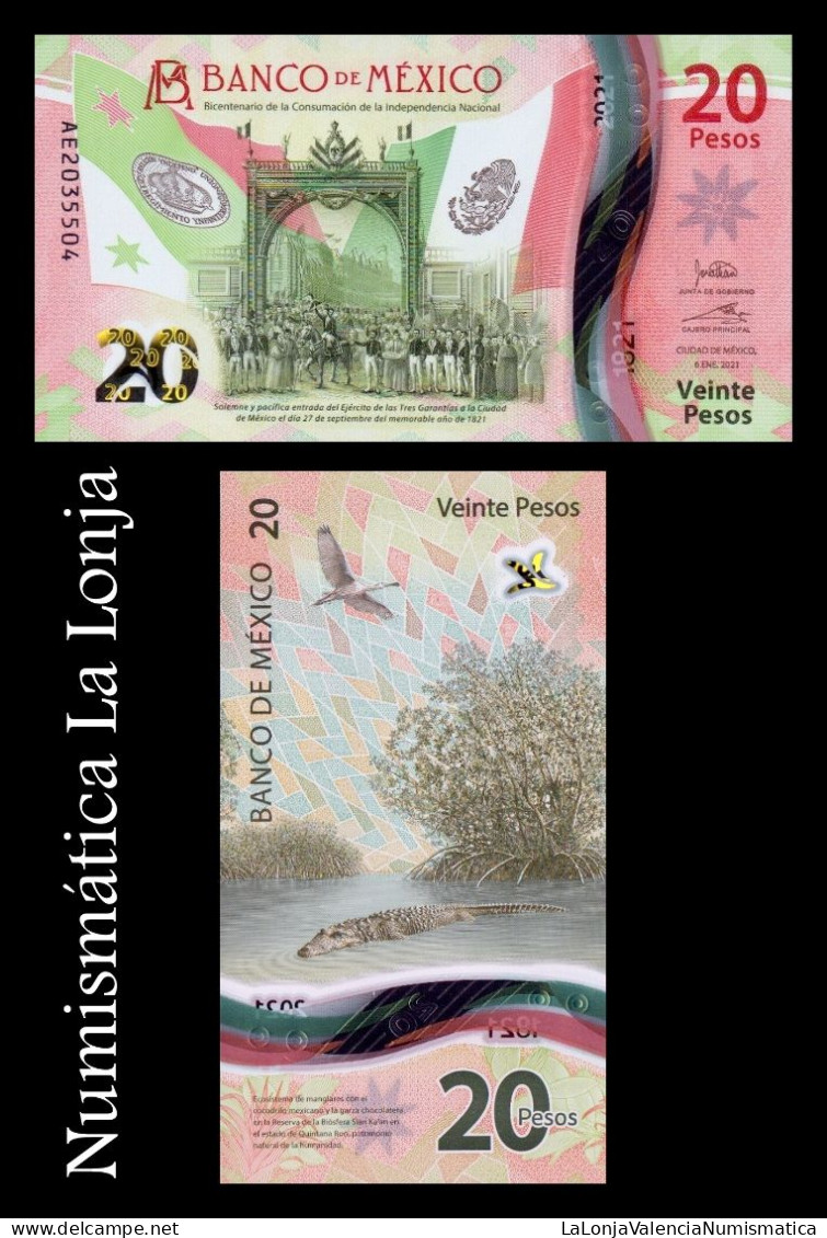 México 20 Pesos Commemorative 2021 Pick 132a Sign 3 Polymer Sc Unc - Mexico