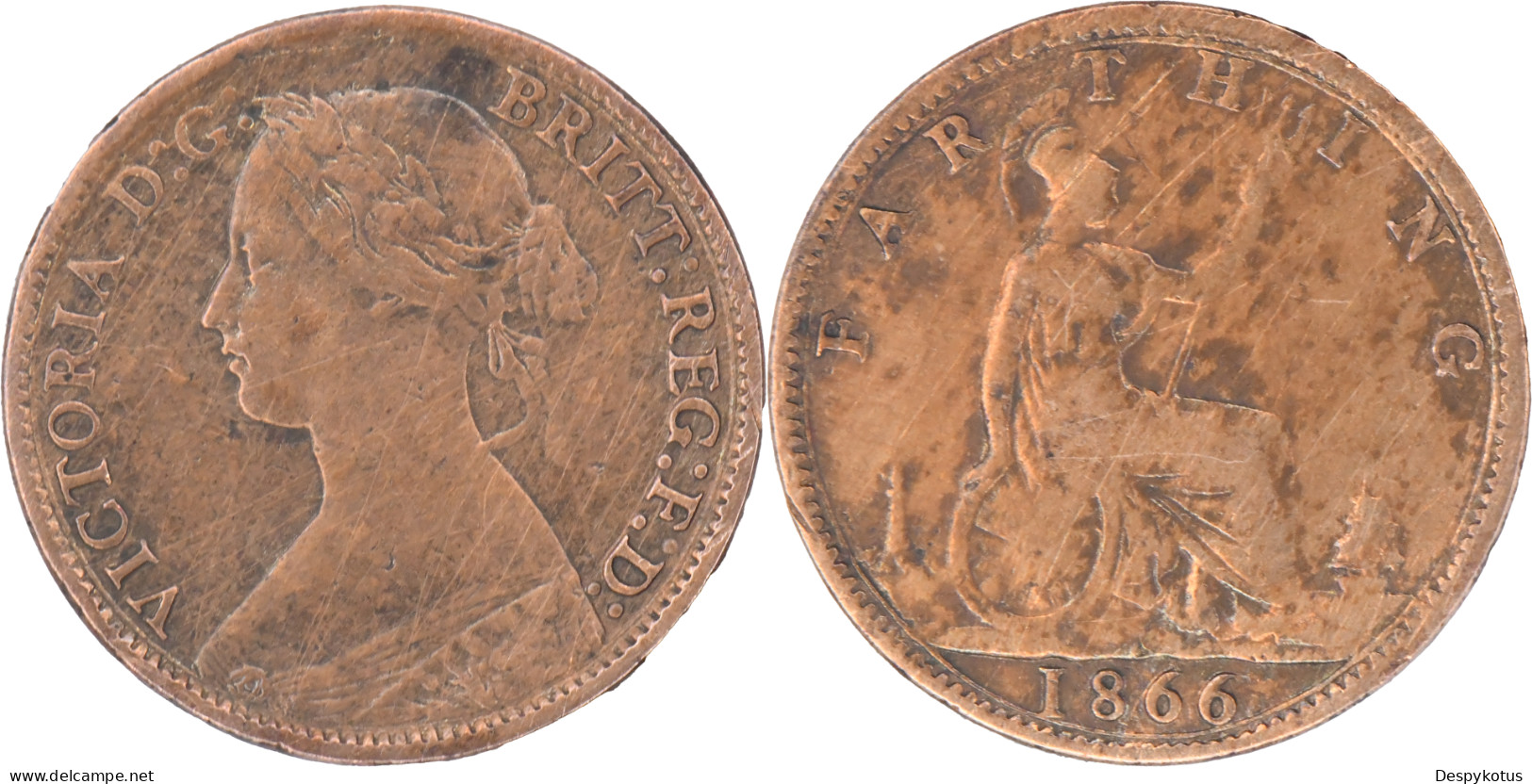 UK - 1866 - 1 Farthing - Reine Victoria - 18-110 - B. 1 Farthing