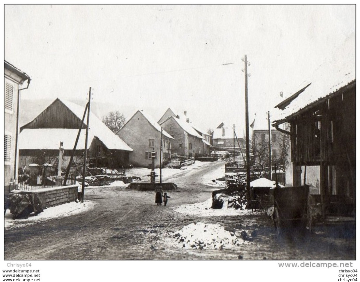 65Cu  Suisse Photo Guerre 14/18 Courgenay Centre Du Village Enneigé En Janvier 1915 - Courgenay