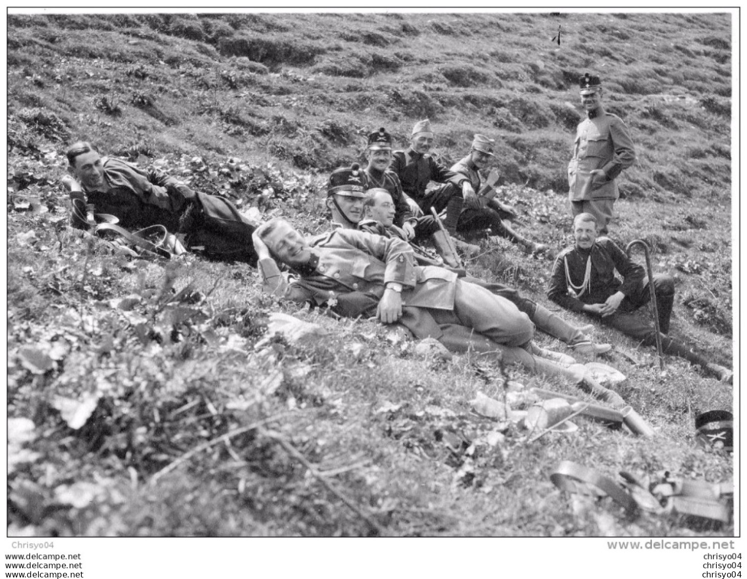 65Cu  Suisse Photo Guerre 14/18 Alpe Di Gesero Repos Des Soldats Officiers En Aout 1915 - Autres & Non Classés