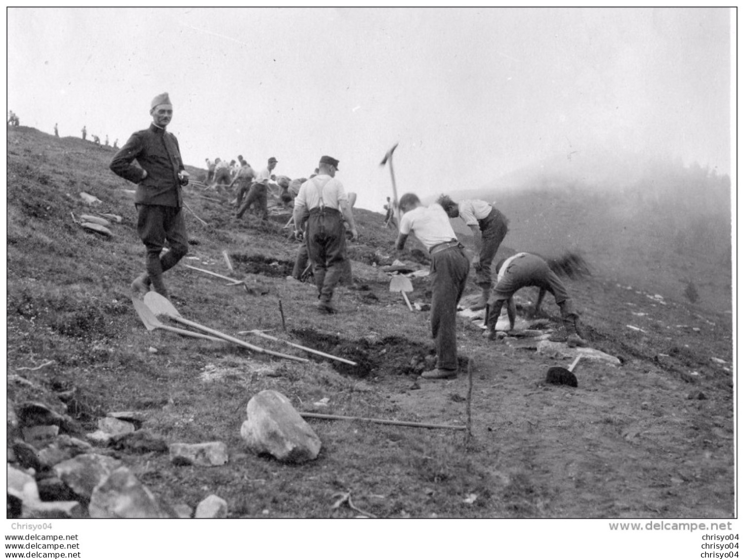 65Cu  Suisse Photo Guerre 14/18 Alpe Di Gesero Construction De Lignes Defensives Tranchées En Aout 1915 - Autres & Non Classés