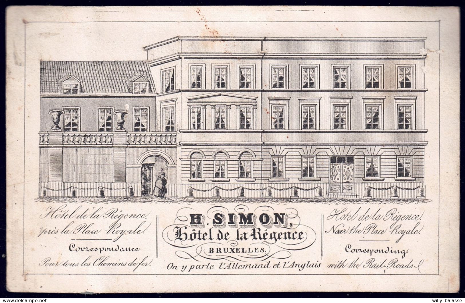 +++ Carte Publicitaire - BRUXELLES - BRUSSEL - Hôtel De La Régence - H. Simon  // - Cafés, Hotels, Restaurants