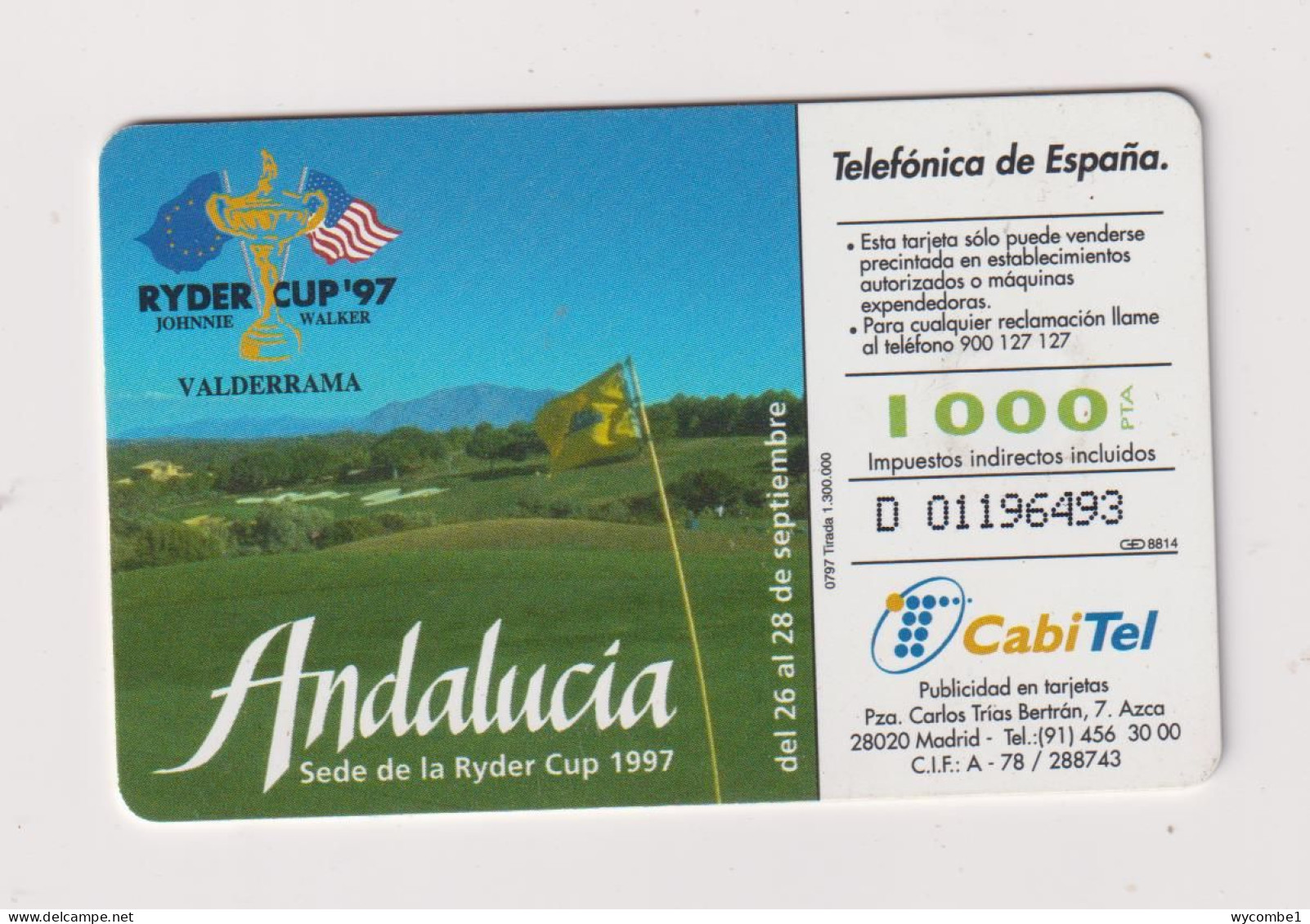 SPAIN - Golf Andalucia Chip Phonecard - Herdenkingsreclame