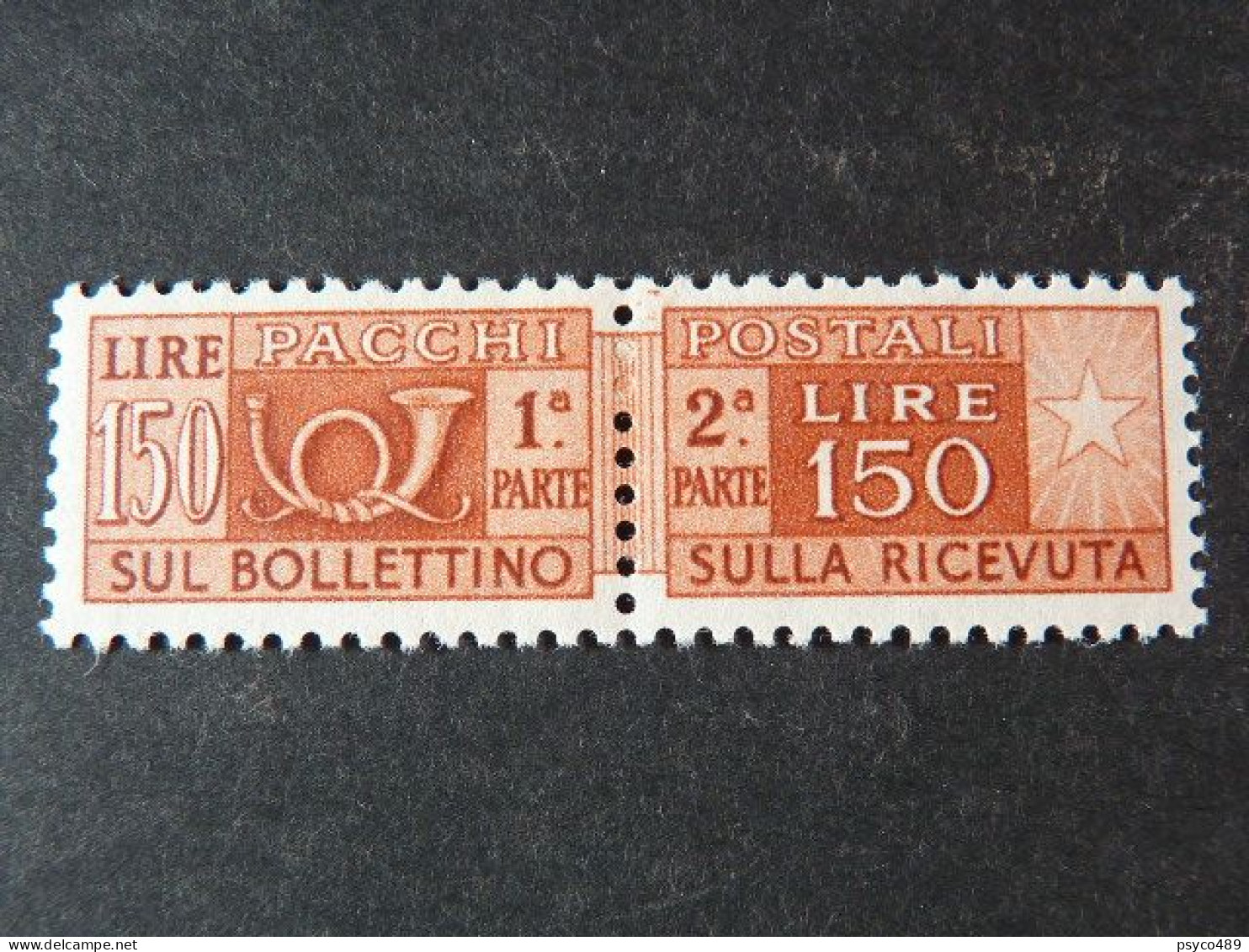 ITALIA Repubblica Pacchi -1955- "Corno Cifra" £. 150 Varietà Filigrana MNH** (descrizione) - Pacchi Postali